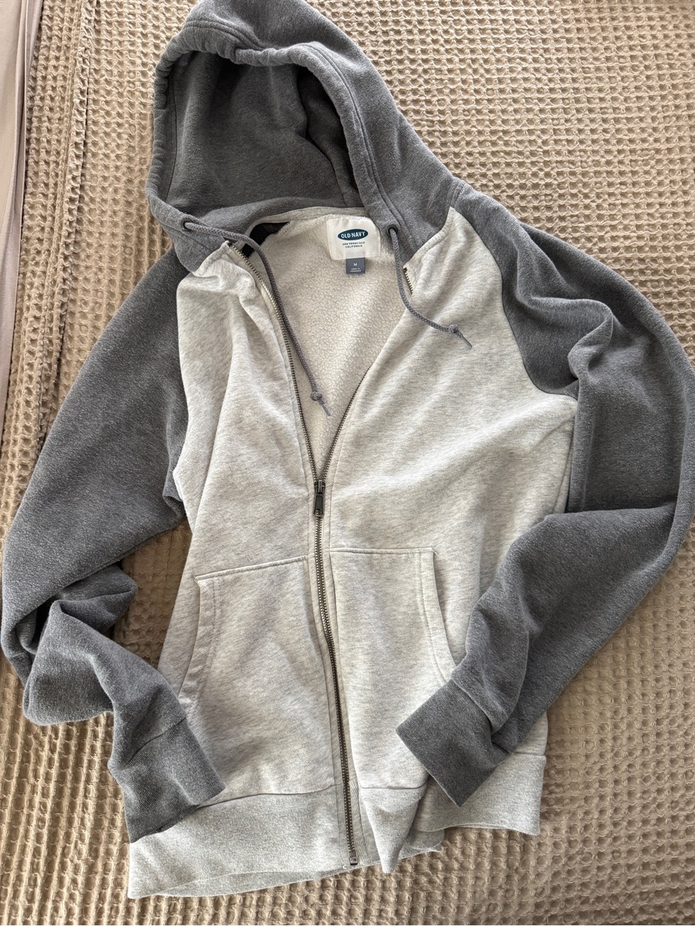 Old Navy Men's Two-Tone Gray Zip-Up Hoodie - Light & Dark Gray